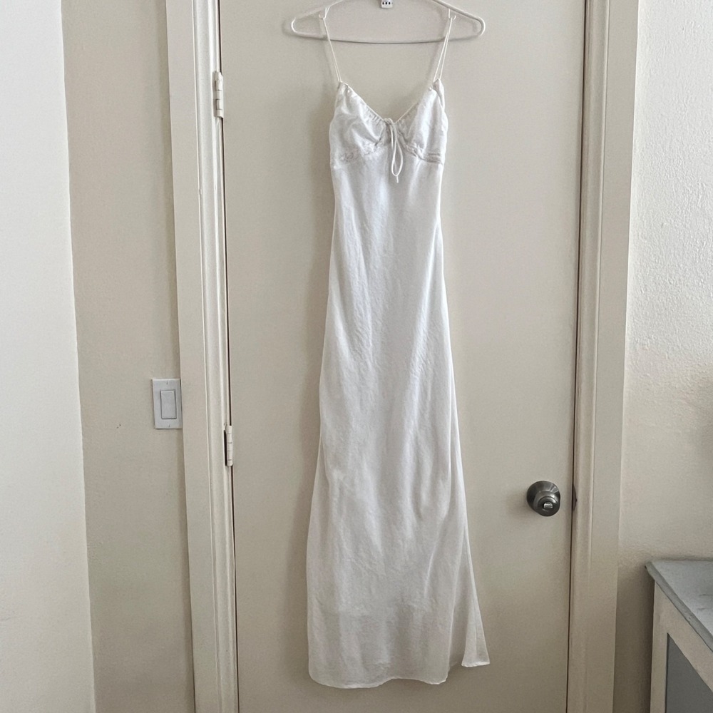 Princess Polly Babydoll Slip Maxi Dress 2 White Bias Cut Coquette Fairy Y2K Lace - Picture 1 of 12